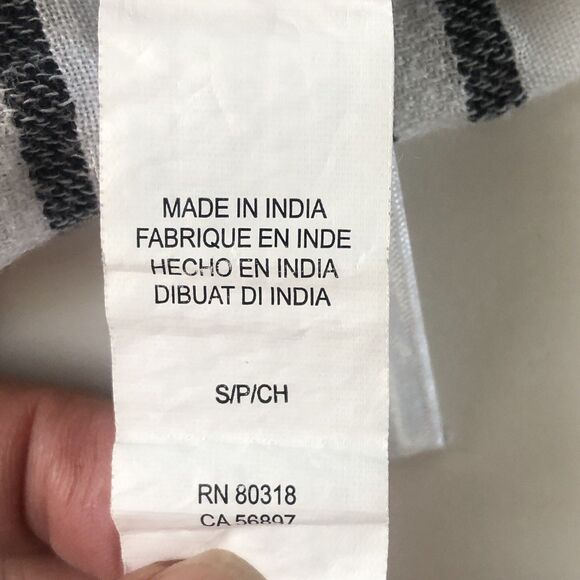 Lucky Brand Womens Top Shirt White Black Striped Roll Tab Sleeve Pocket Small - Picture 14 of 16